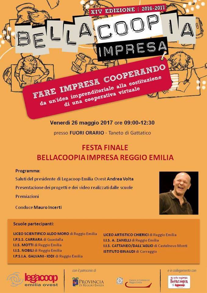 Al momento stai visualizzando Finale Bellacoopia Reggio Emilia, al Fuori Orario venerdì 26 maggio, conduce Mauro Incerti