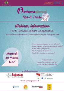 Scopri di più sull'articolo Fare, Pensare, Ideare cooperativo, il Webinar di Informagiovani Parma
