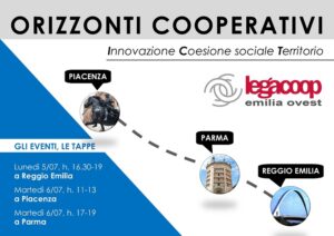 Scopri di più sull'articolo ORIZZONTI COOPERATIVI, tre tappe per tre eventi a Reggio Emilia, Parma, Piacenza per parlare di Innovazione, Coesione Sociale e Territorio