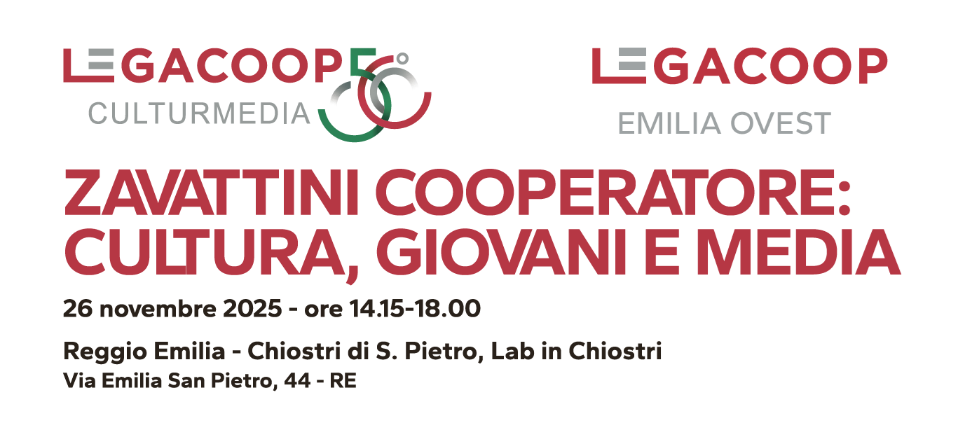 Al momento stai visualizzando “Zavattini cooperatore: cultura, giovani e media”. Un convegno ai Chiostri di S. Pietro per il 50° di Culturmedia